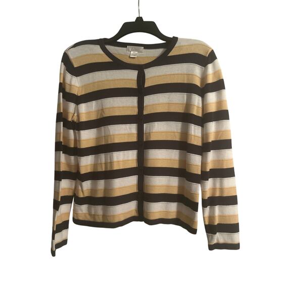 Vintage Christopher & Banks Stripe Cardigan Sweater Botton Front Size Small - Picture 1 of 6